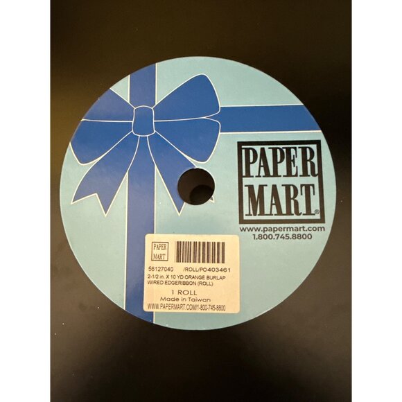 2.5" X 10 Yd Orange Burlap Wired Edge Ribbon Roll For Crafting & Gift Wrapping - Picture 3 of 4